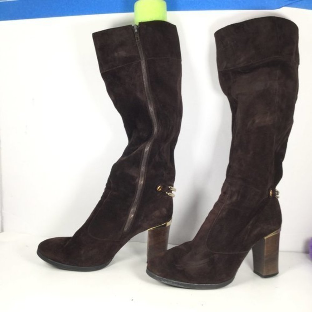 Pertti Palmroth Suede Heeled Boot Brown Size 9